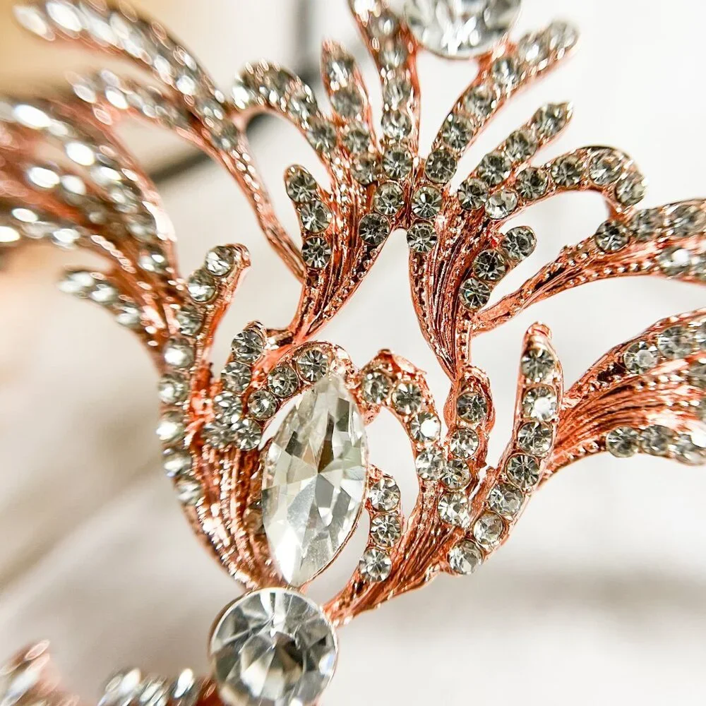 Rose Gold Decorative Masquerade Face Mask with Rhinestones
